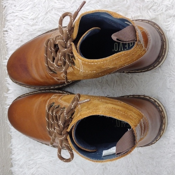 CREVO Drayton Chestnut Suede Leather Round Toe Hook Eyelet Lace Up Ankle Boot - Picture 5 of 16